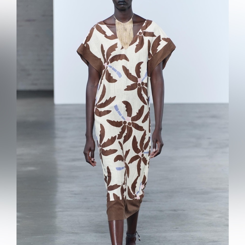 New ZARA Linen Blend Tunic Dress ZW Collection - Picture 4 of 9